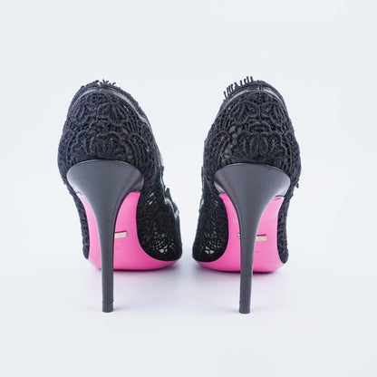 Gucci Women's Black Lace High Heels Pointed Toe 7.5US Stiletto Pre-owned