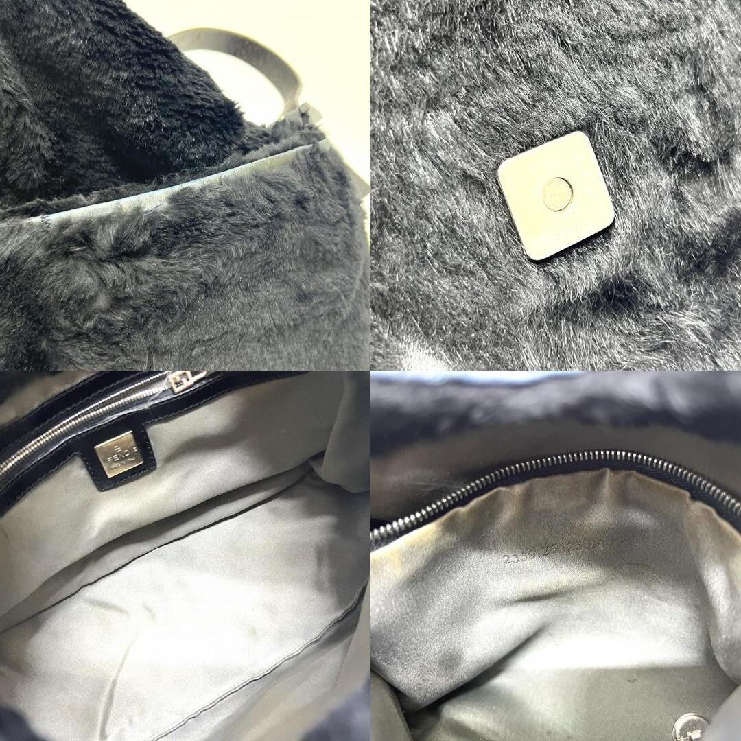 FENDI Mamma Baguette Shoulder Hand Bag Fur Leather Authentic Ml