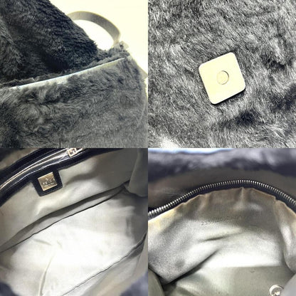 FENDI Mamma Baguette Shoulder Hand Bag Fur Leather Authentic Ml