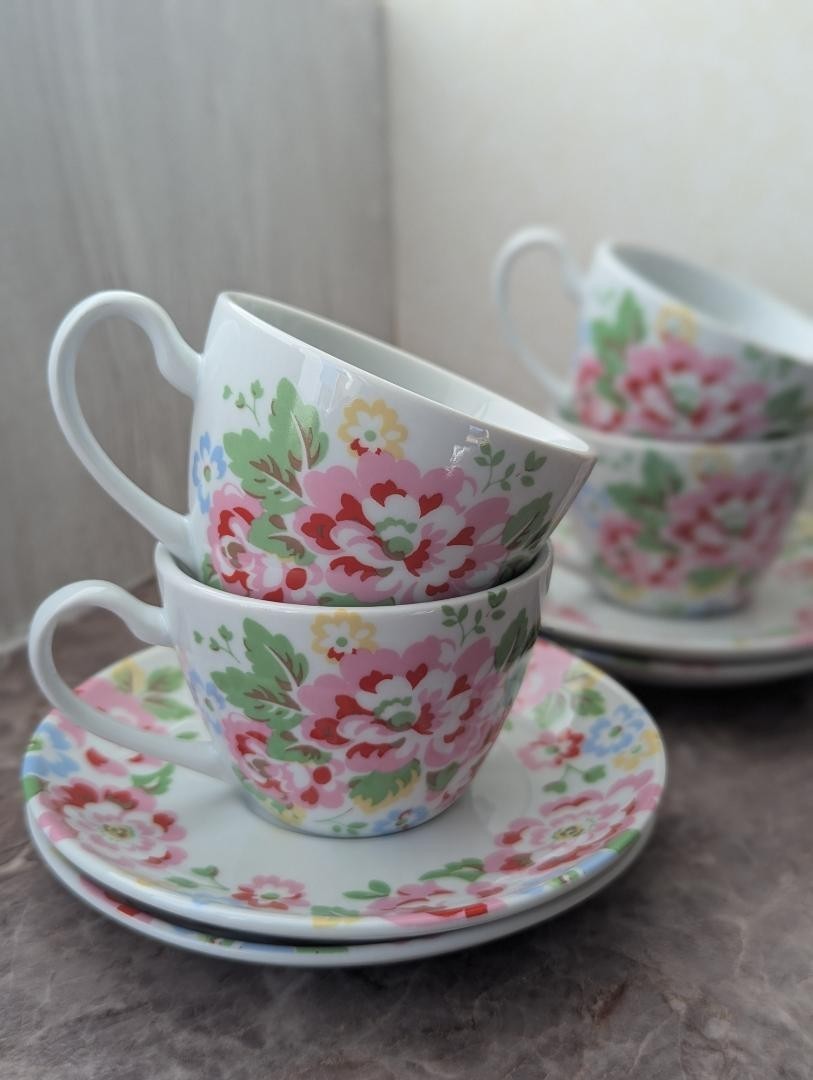 CathKidston Cup & Saucer Set 4 Pieces Vintage Excellent Condition