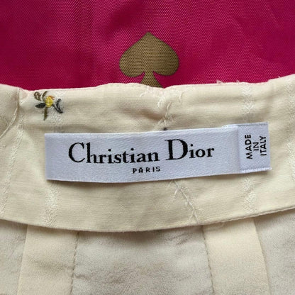 Christian Dior Skirt Knee Length Off White Floral Embroidery Size M 50cm