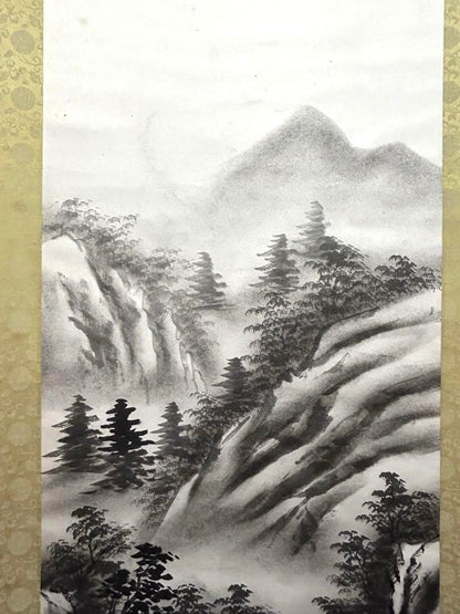 Hanging scroll Landscape Ink wash painting Showa retro