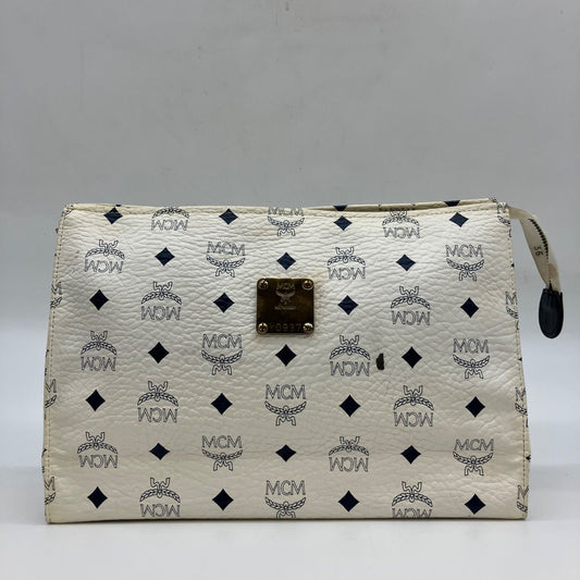 MCM Clutch Bag Leather White Authentic Women D:2.76” H:7.87” W:11.42” 5491
