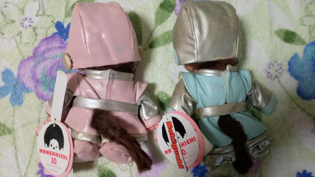 Rare Monchhichi 30th Anniversary Space Suit Boy Girl Set Sekiguchi Deterioration