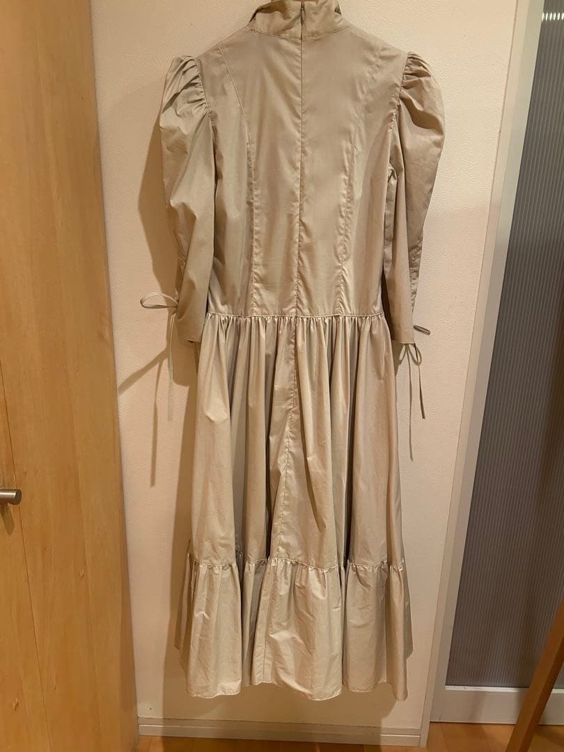 Maryam Nassir Zadeh Beige Shirt Dress Ribbon Frill Size Small From Japan, USED