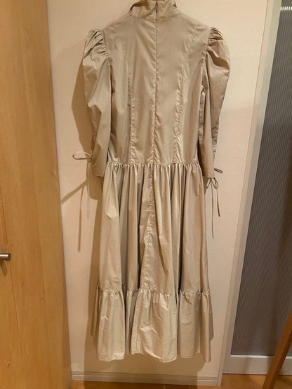 Maryam Nassir Zadeh Beige Shirt Dress Ribbon Frill Size Small From Japan, USED