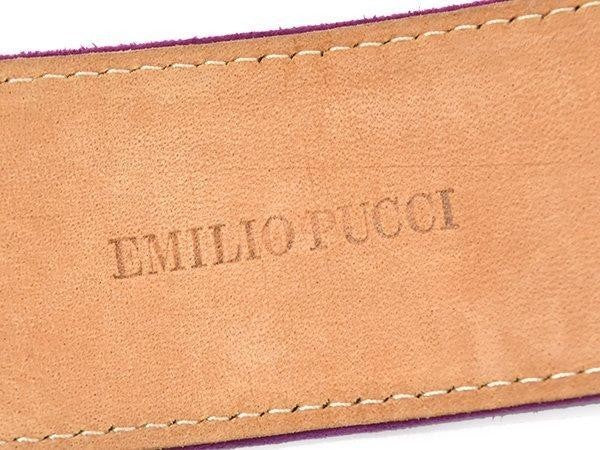 EMILIO PUCCI Leather x Corduroy Pucci Pattern Ring Belt Purple