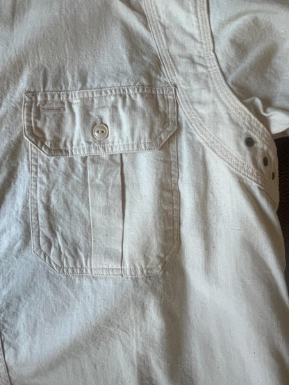 SUGAR CANE 5oz Chambray Work Shirt Size XL White Double Shoulder Rare Japan