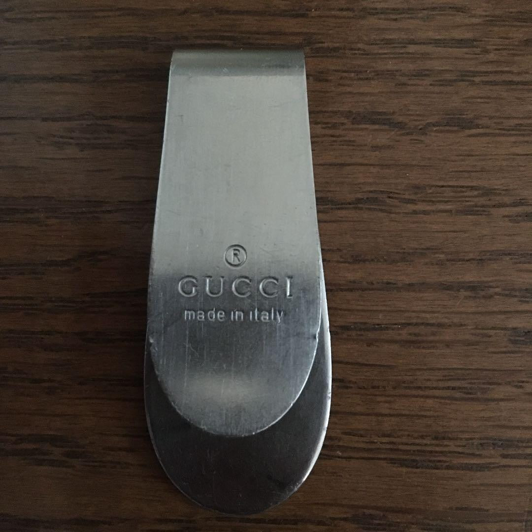 GUCCI Money Clip Silver Tone G Logo 2.2"x0.9" Made In Italy Excellent #A1572