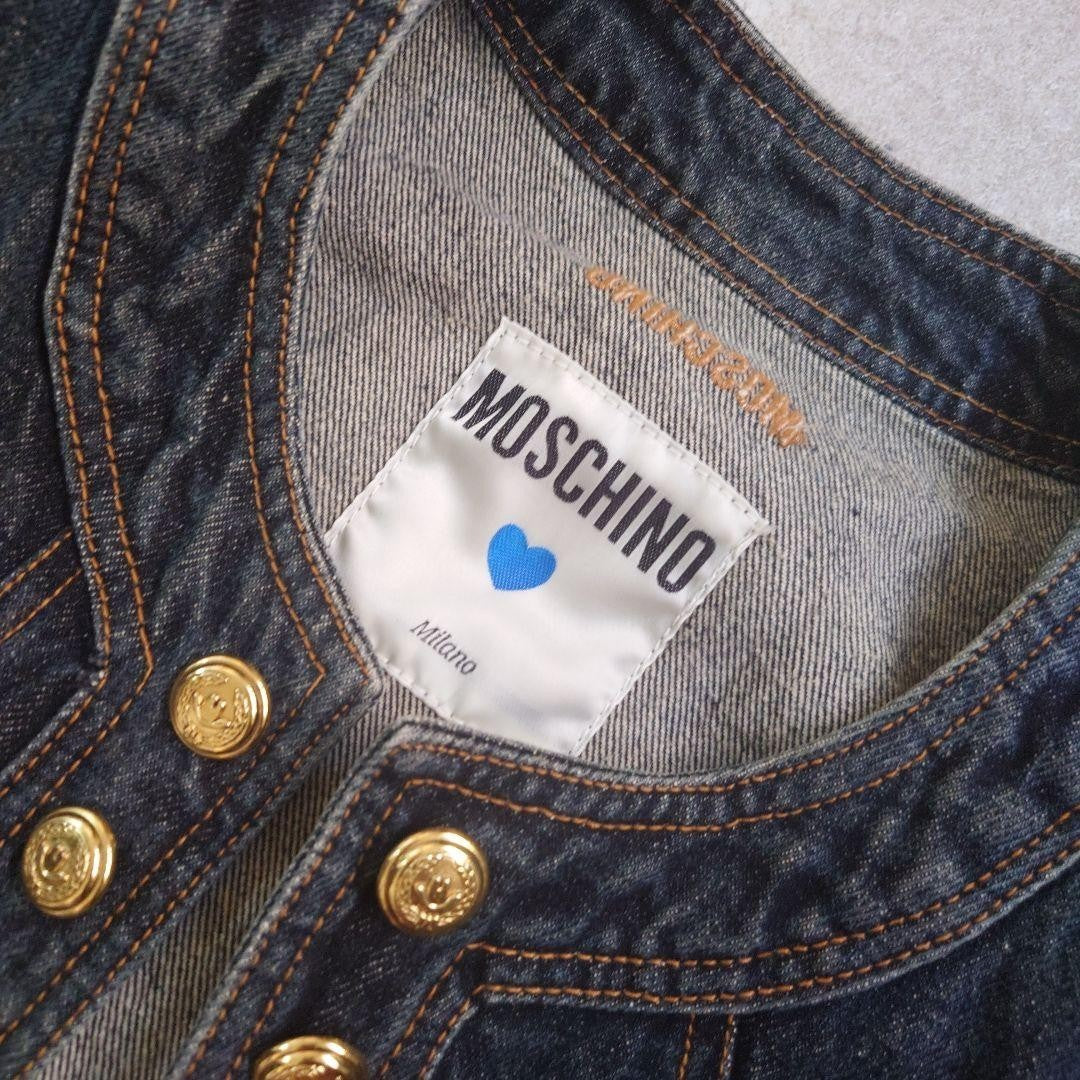 Vintage MOSCHINO Denim 2 Piece Jacket&Skirt Matching cloth Indigo