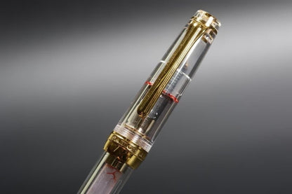 Sailor 1911 Fountain Pen 14K Gold Nib H-F Clear Red Demonstrator Vintage