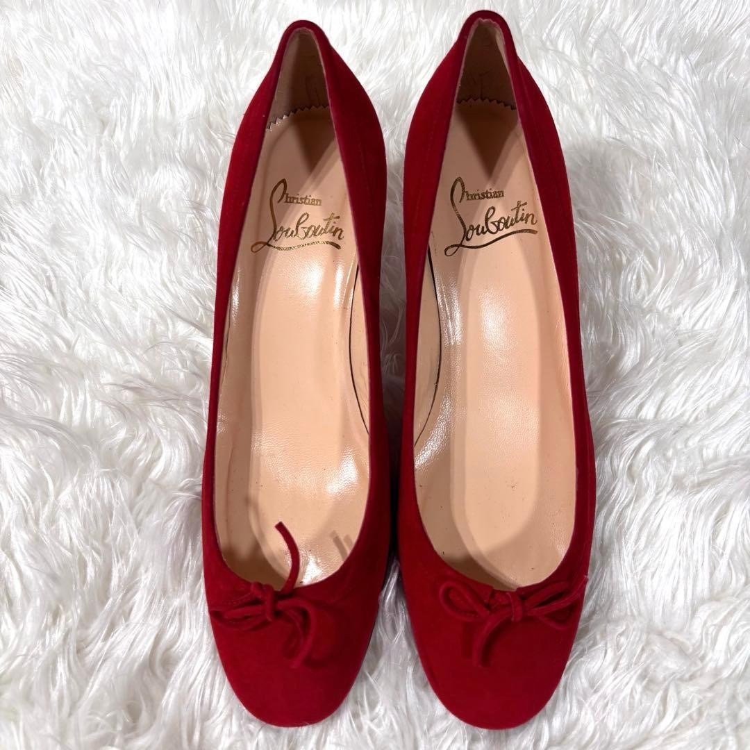 Rare Christian Louboutin Red Suede Ribbon Heels Pumps Size 35.5 (US 5)