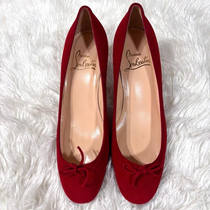 Rare Christian Louboutin Red Suede Ribbon Heels Pumps Size 35.5 (US 5)