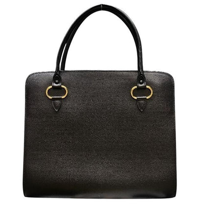 DELVAUX Women's Black Leather Sepia Tote Shoulder Bag with D Charm Used