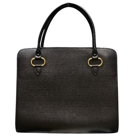 DELVAUX Women's Black Leather Sepia Tote Shoulder Bag with D Charm Used