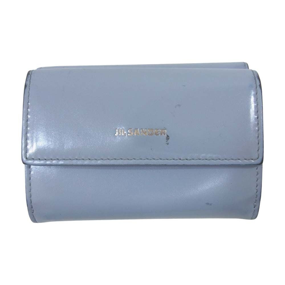 JIL SANDER Wallet Logo Compact Tri-fold Mini Light Blue Used LIFE-0
