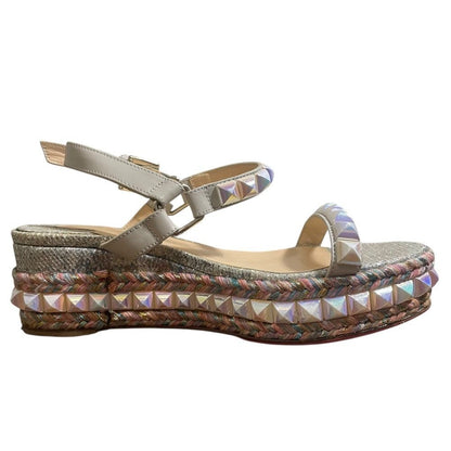 Christian Louboutin Katakuro Studded Wedge Sandals Size 34 Multicolor Women USED