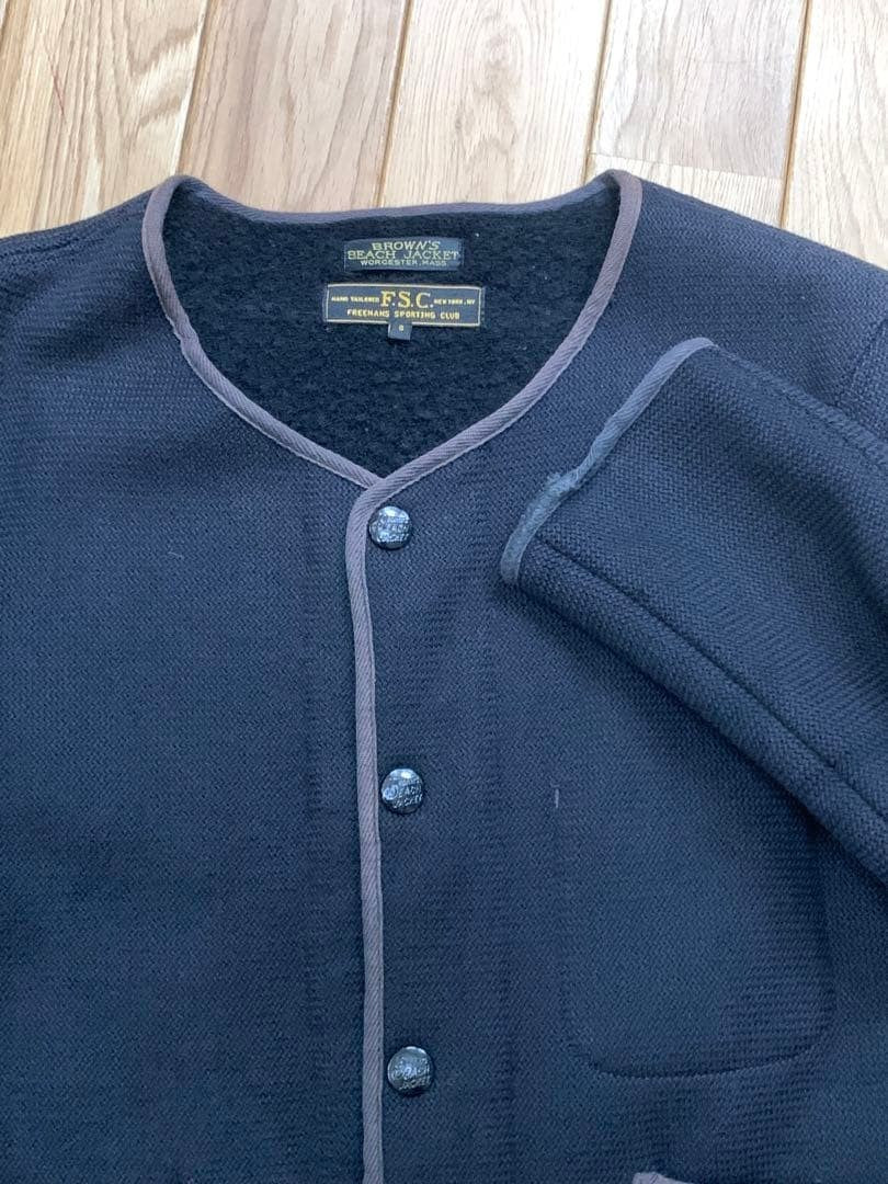 Freeman's No Collar Cardigan Beach Jacket in Browns Beach Cloth