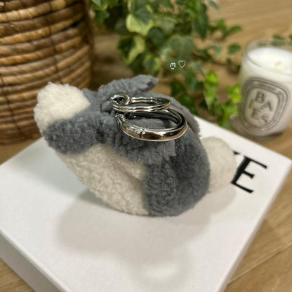 Rare LOEWE Suna Fujita Bunny Charm Coin Purse Shearling Rabbit Key Ring Used JP