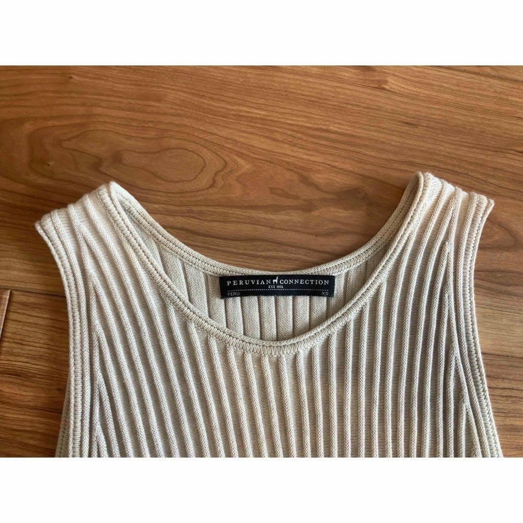 PERUVIAN CONNECTION Sleeveless Knit Dress XS Natural Color