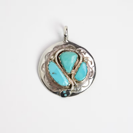 Rare Effie Calavasa Zuni Snake Pendant: Sleeping Beauty Turquoise Vault Find