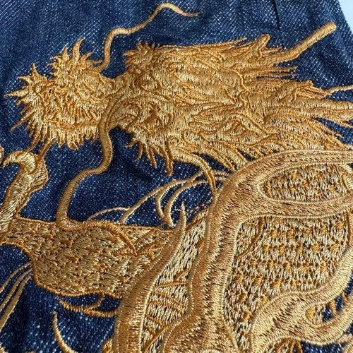 New Karakuri Tamashii Dragon Embroidered Denim Pants, Size 36, Sold Out