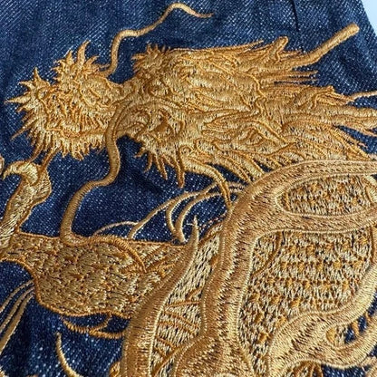 New Karakuri Tamashii Dragon Embroidered Denim Pants, Size 36, Sold Out