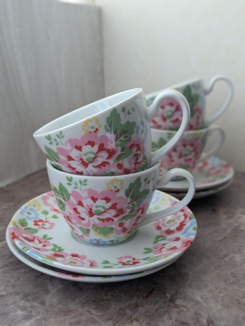 CathKidston Cup & Saucer Set 4 Pieces Vintage Excellent Condition