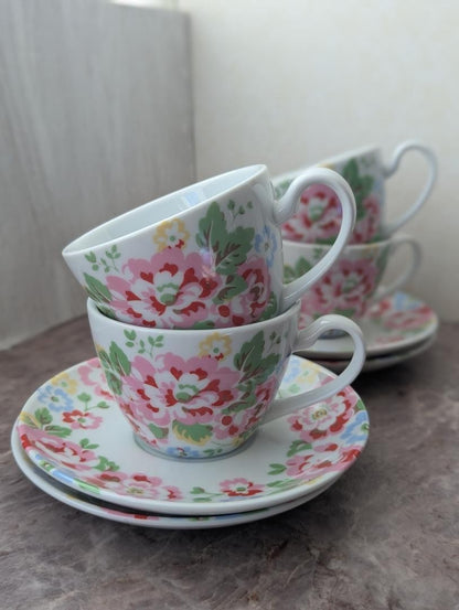 CathKidston Cup & Saucer Set 4 Pieces Vintage Excellent Condition