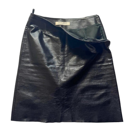 Miu Miu Mini Skirt Y2K Leather Black Size 40 Elegant Soft Texture