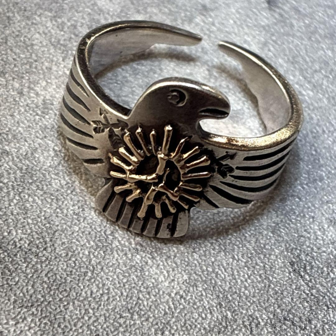 Rare US size 10 Thunderbird ring, 3 stars, 1 carat, 925 sterling silver.