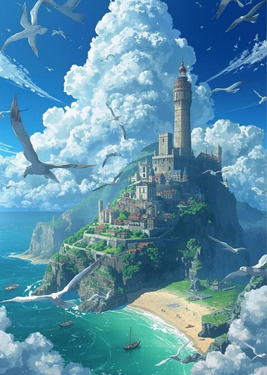[Castle in the Sky] Sea of Clouds and Ancient Castle Art Poster