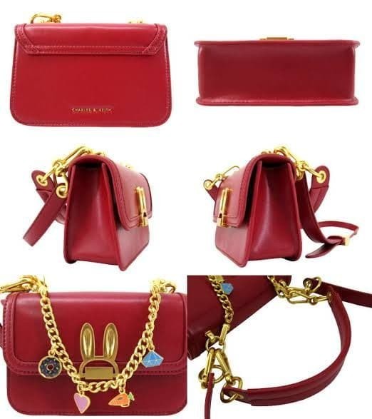Charles & Keith Disney Zootopia Judy Hopps Red Leather Shoulder Bag