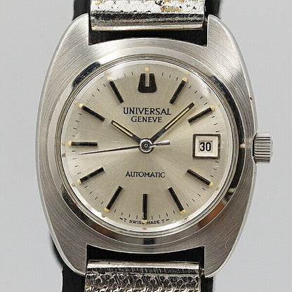 Universal Geneve 827601/01 Date Automatic Ladies Wristwatch Silver Watch Used