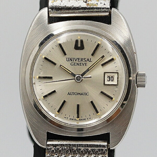 Universal Geneve 827601/01 Date Automatic Ladies Wristwatch Silver Watch Used