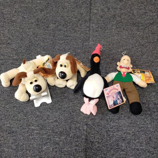 Wallace & Gromit Plush Complete 4 types Set Vintage Rare Used 1999