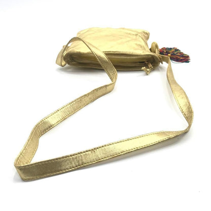 Authenticated LOEWE Nappa Flamenco Tassel Crossbody Gold Leather Bag Good