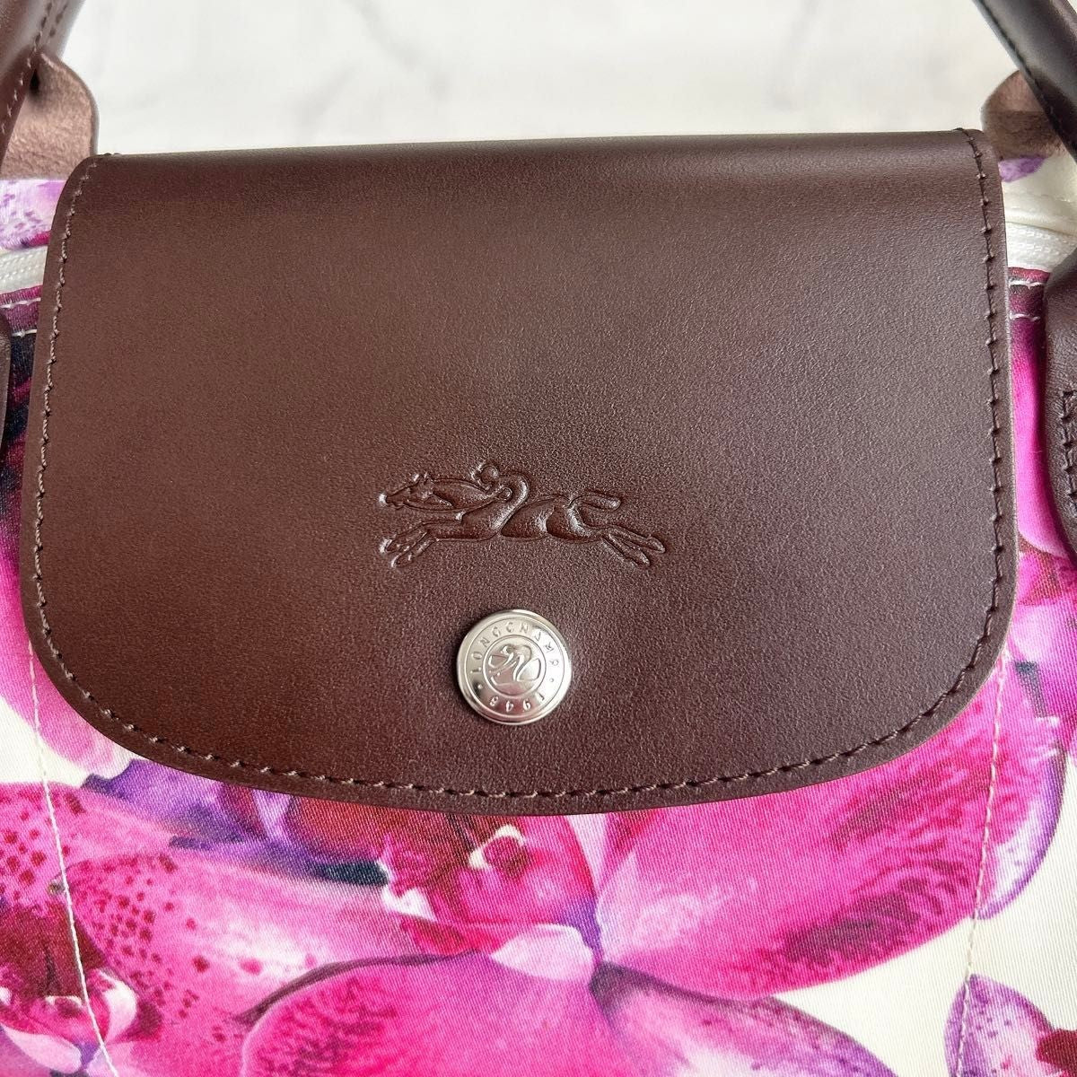 Longchamp Limited Edition Tote Bag Handbag Floral Pattern Designer Women Lux