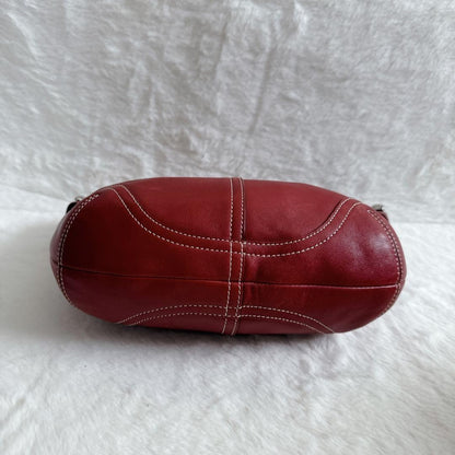 Coach SoHo One Shoulder Leather Bag Bordeaux Red Vintage Bucket Bag Auth