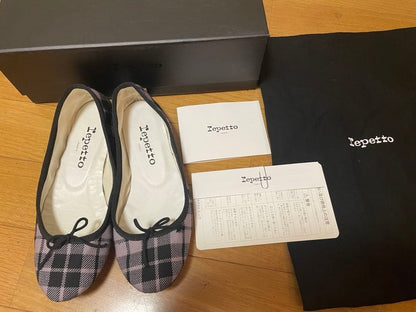 REPETTO Ballet Flats Check Pattern Pumps Shoes Women's Size 35 EU 36 US 5.5 Rare