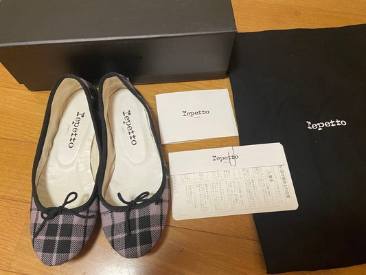 REPETTO Ballet Flats Check Pattern Pumps Shoes Women's Size 35 EU 36 US 5.5 Rare