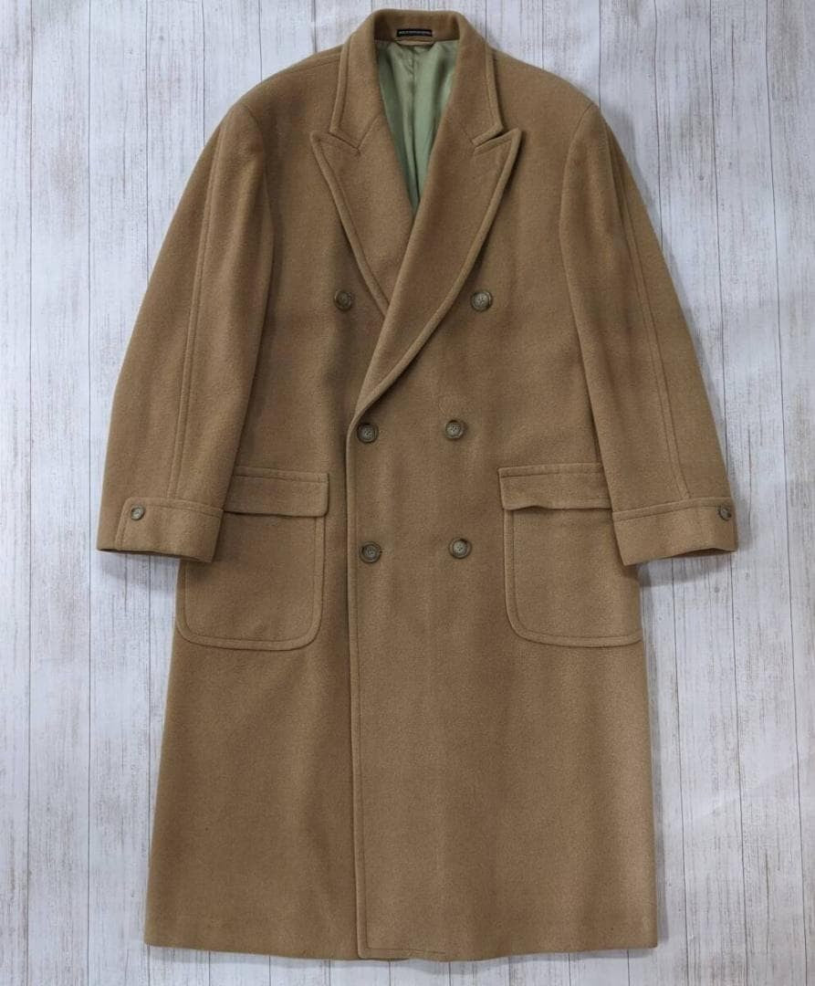 80s Polo Ralph Lauren Vintage Polo Coat Camel Hair Blend Long Coat 42L Men's