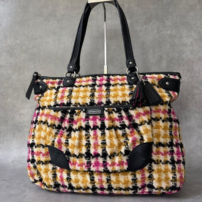 Coach Tote Bag All-over Print Canvas Leather Multicolor Women's Ships