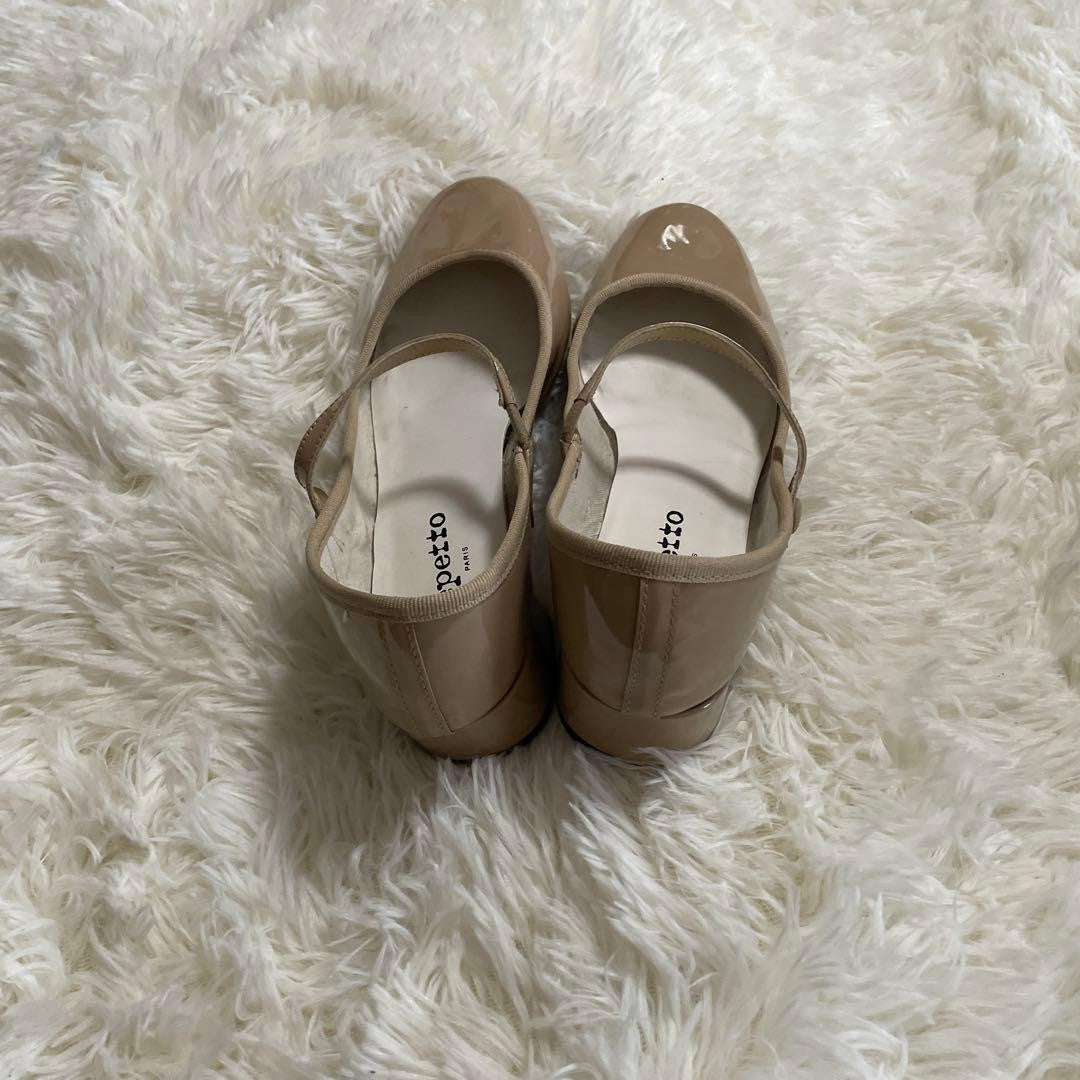 Rare Repetto Ballet Flats Strap Size EU38.5 US8.5 Beige Leather Women's Shoes