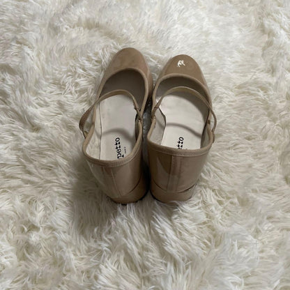 Rare Repetto Ballet Flats Strap Size EU38.5 US8.5 Beige Leather Women's Shoes