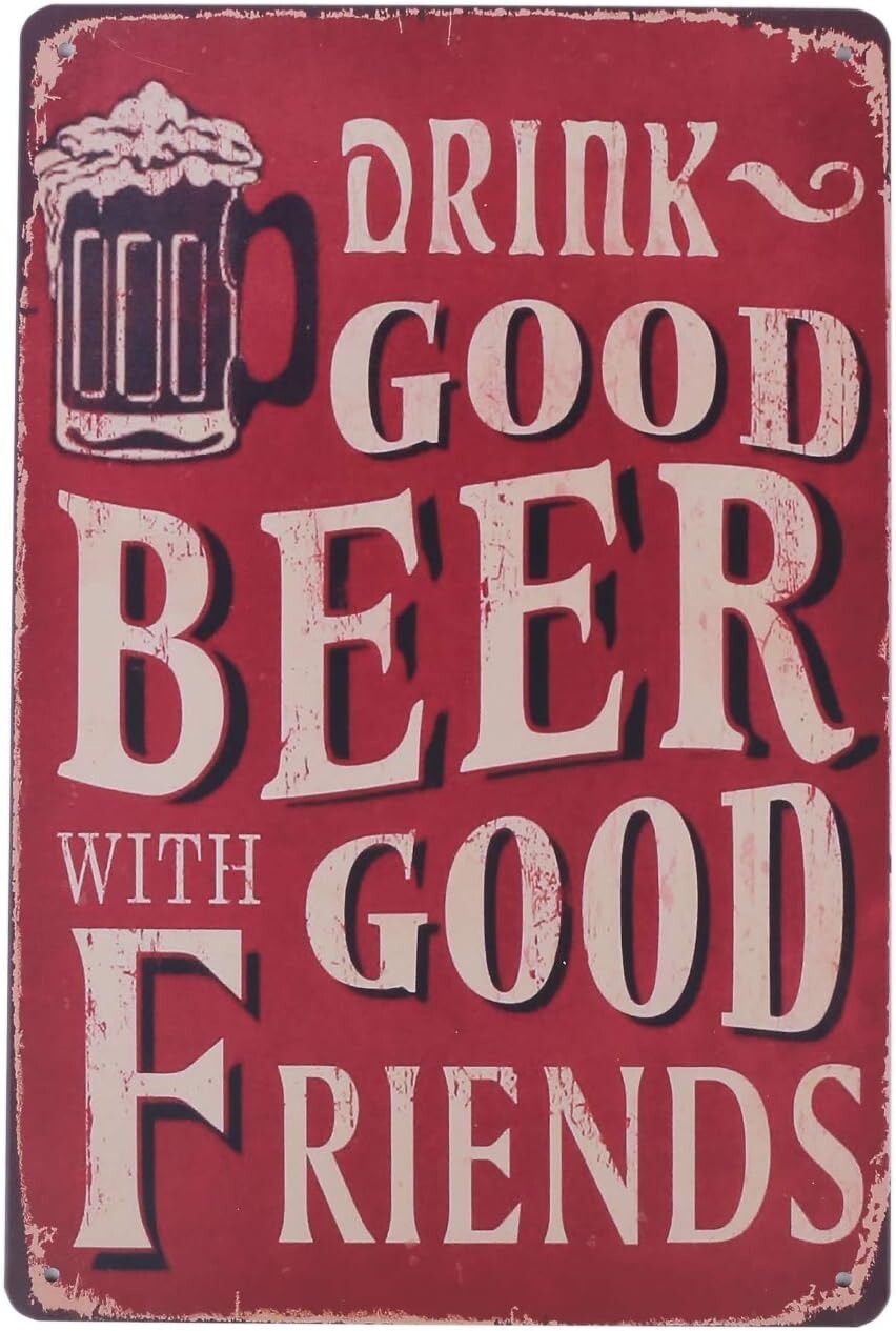 HWT HIRO WORLD TRADE Tinplate Sign, set of 5, retro vintage wall hanging (beer)