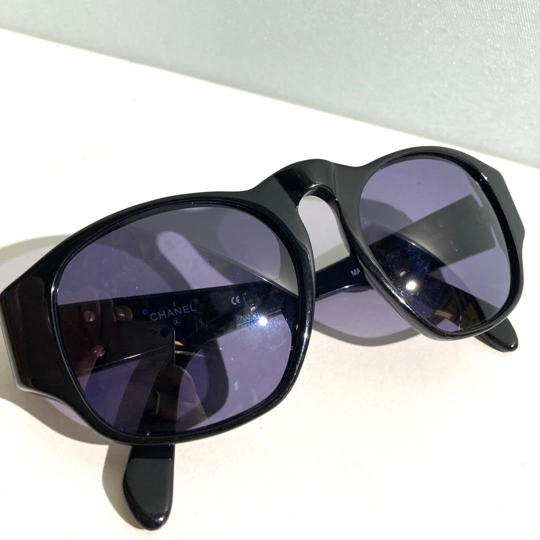 Chanel 04152 94305 Coco Mark Black Sunglasses W/orange Case cloth Used Japan