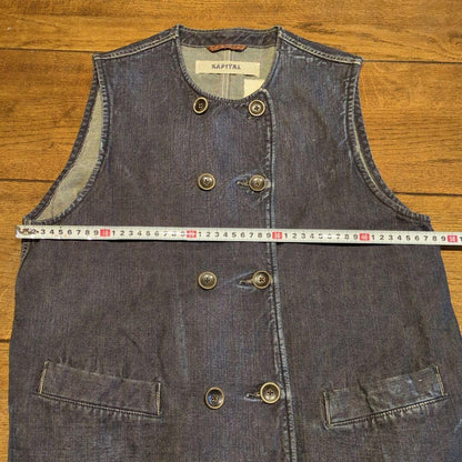 KAPITAL Denim double button Vest Cotton100% Used Excellent+ Vintage Japan