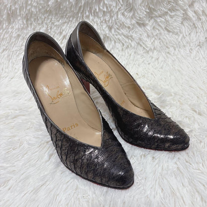 Rare Christian Louboutin Python Metallic Pumps Size 36 US 6 Red Sole Heels