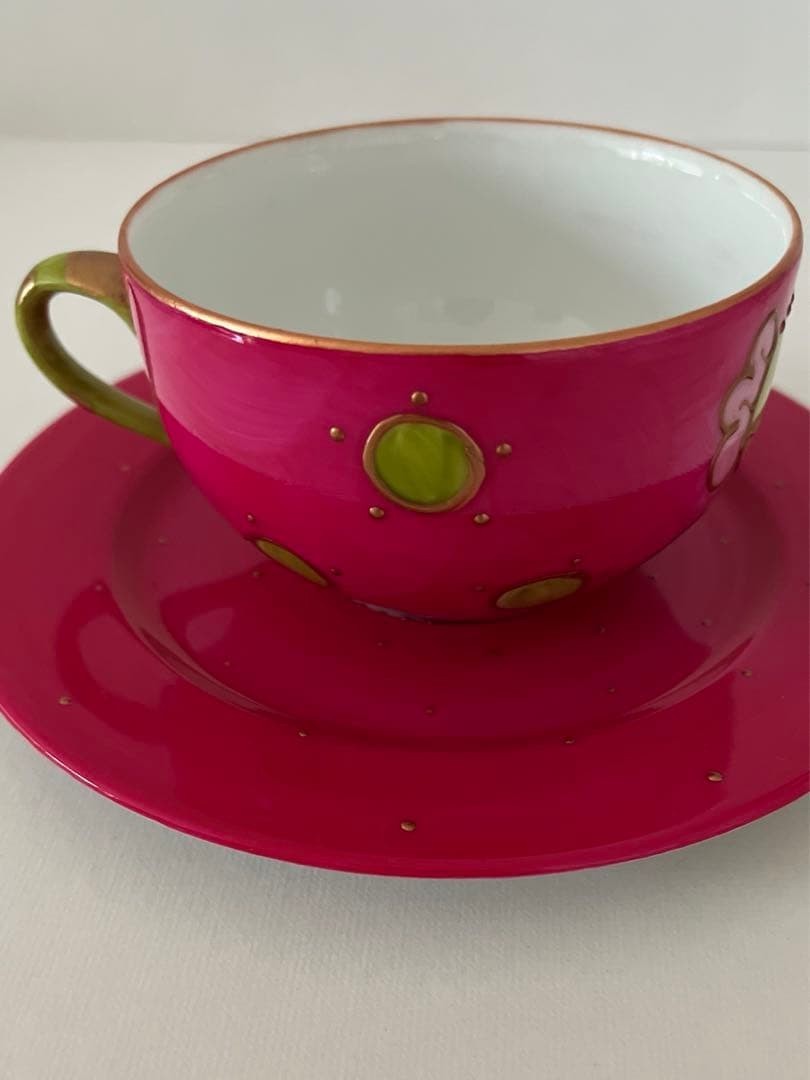 Soizick Tea Cup Saucer Pink French Porcelain Collectible Tea Set Rare